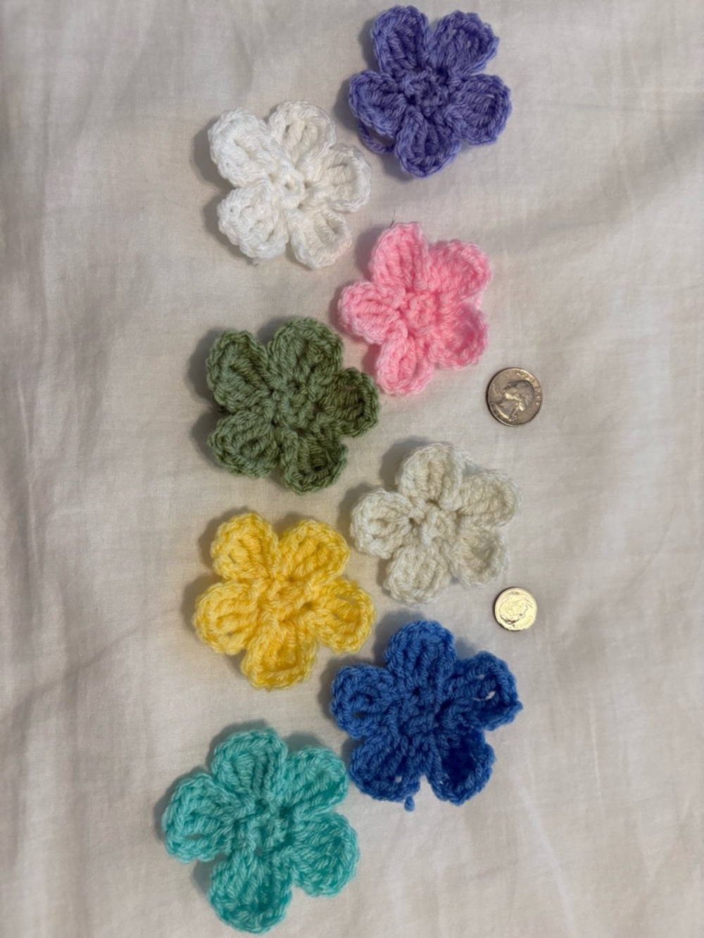 Handmade Crochet Flower Embellishments - Multi Color Pack Pastel